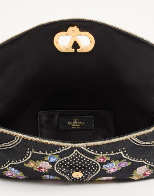 Valentino Garavani - Bolso De Hombro Pequeño Bordado Valentino Garavani Devain - Negro/varios Colores - Mujer - Bolsos De Hombro