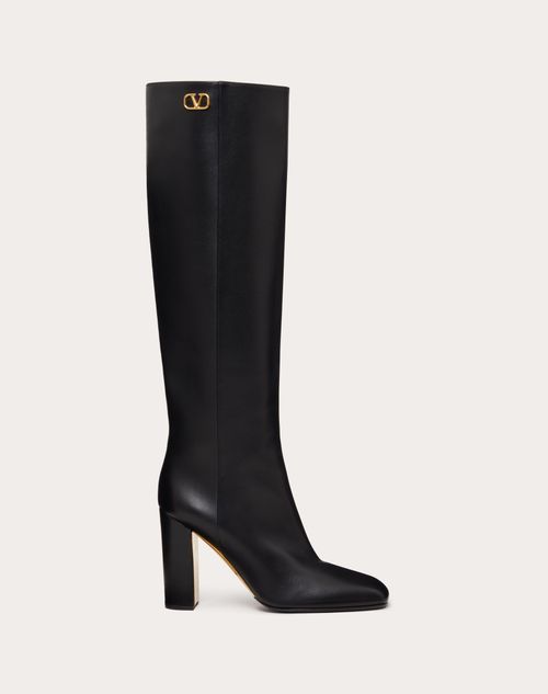 Valentino Garavani - Valentino Garavani Golden Walk Calfskin Boots 95mm - Black - Woman - Boots&booties - Shoes