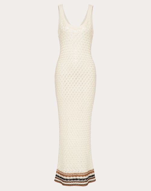 Valentino - Crochet Work Viscose Dress - Ecru/brown/black - Woman - Midi