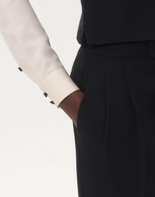 Valentino - PANTALON EN LAINE GRAIN DE POUDRE - Noir - Homme - Shorts Et Pantalons