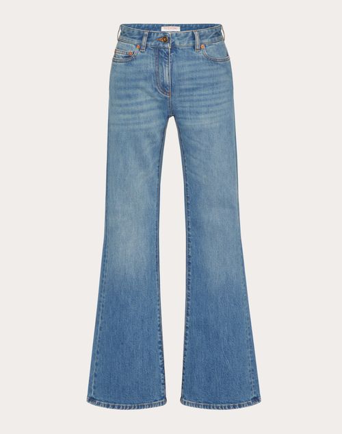 Valentino - Vロゴ チェーン ミディアムブルーデニム パンツ - ブルー - ウィメンズ - デニムパンツ