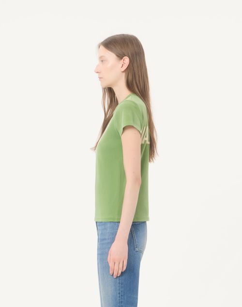 Valentino - T-shirt En Coton Imprimé - Laurier/bouleau - Femme - T-shirts Et Sweat-shirts