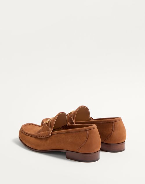 Valentino Garavani - Vlogo Signature Deerskin Suede Loafer - Tobacco - Man - Loafers & Oxford