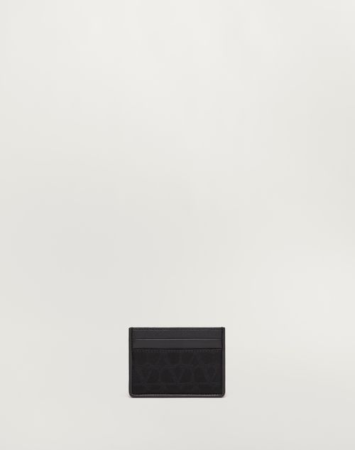 Valentino Garavani - Toile Iconographe Card Holder In Technical Fabric With Leather Details - Black - Man - Wallets And Small Leather Goods