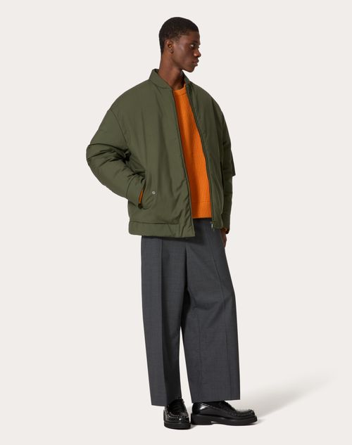 Valentino - Steppjacke Aus Mohairwolle - Militärgrün - Mann - Kleidung