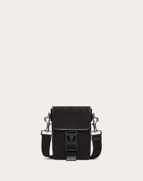 Valentino Garavani - Toile Iconographe Shoulder Bag In Technical Fabric With Leather Details - Black - Man - Clutches And Pouches