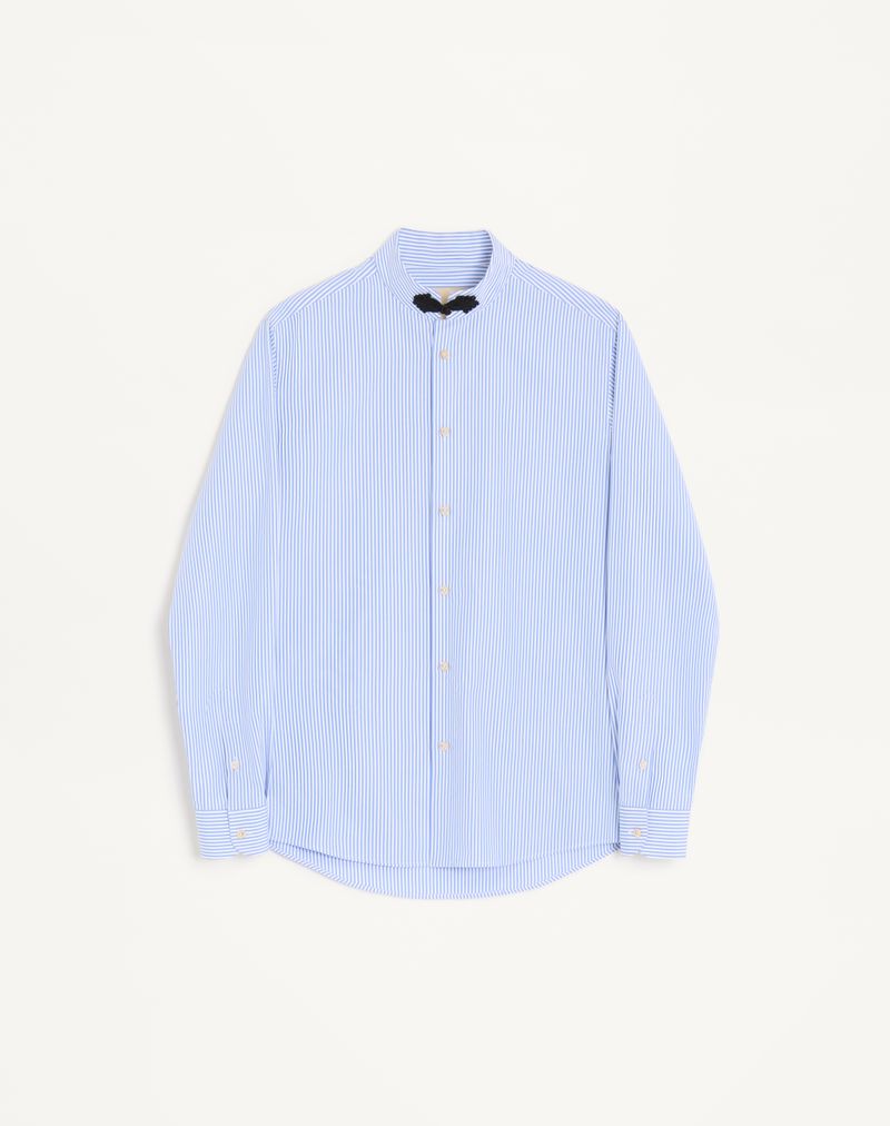 Chemise Rayée Coton Brandebourg Bleu Azur — Valentino