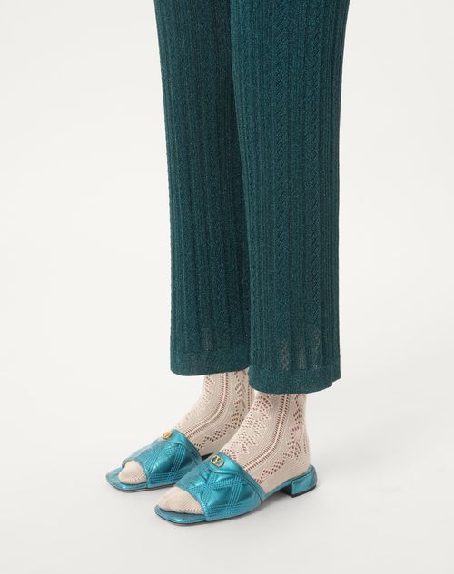 Valentino Garavani - Quiltie 67 Laminated Nappa Leather Slide Sandal 20mm - Peacock - Woman - Slides And Thongs