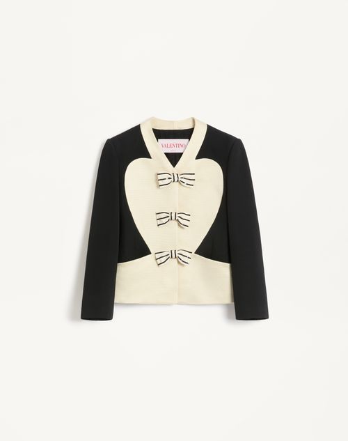 Valentino - Jacket With Embroidered Bows - Black/soft Beige - Woman - Jackets And Blazers