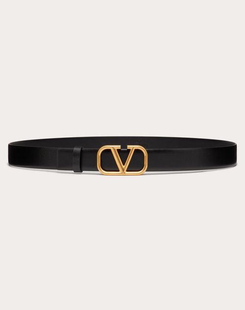 Valentino Garavani - Vロゴ シグネチャー カーフスキン ベルト - ブラック - 男性 - Belts - M Accessories