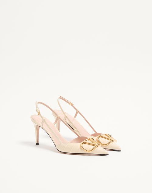 Valentino Garavani - Décolleté Slingback Vlogo Signature In Vitello Stampato 80mm - Burro - Donna - Décolleté