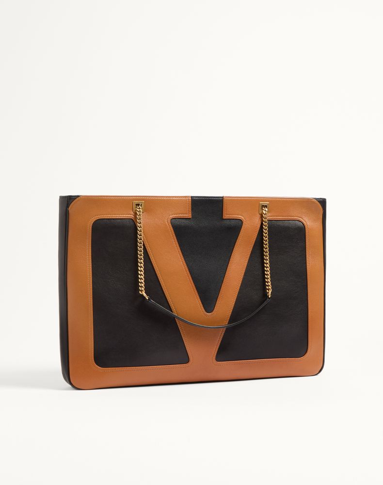 Valentino Garavani Viva Superstar Large Nappa Leather Shopping Bag Woman Black/Spice Uni