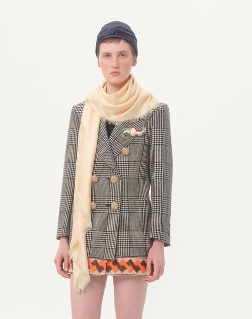Valentino Garavani - Chal Toute La V De Lana Y Seda - Manteca - Mujer - Accesorios Suaves
