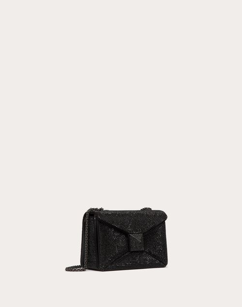 Valentino Garavani - One Stud Small Bag With Chain And Rhinestone Embroidery - Black - Woman - Shoulder Bags