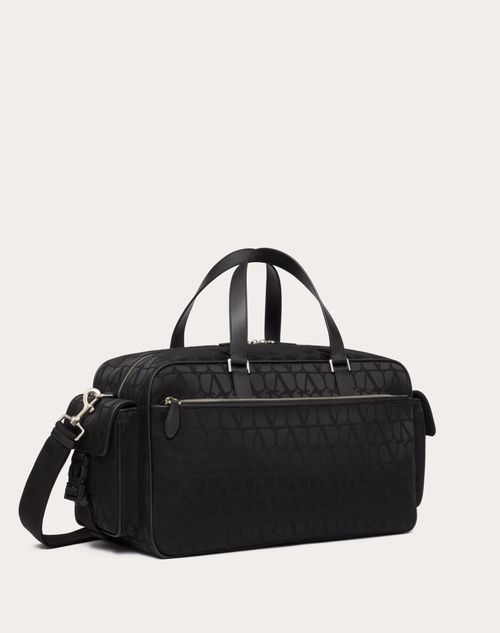 Valentino Garavani - Toile Iconographe Duffle In Technical Fabric With Leather Details - Black - Man - Bags