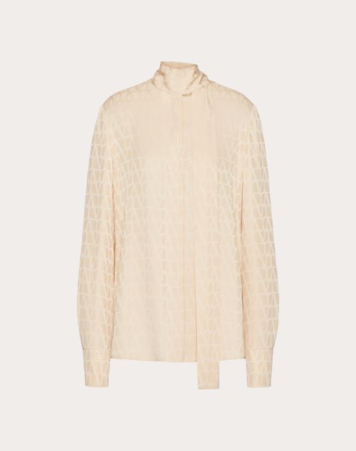 Valentino - Camicia In Silk Jacquard Toile Iconographe - Poudre - Donna - Camicie E Top