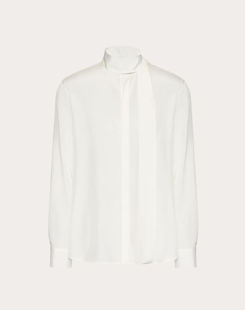 Valentino - Chemise En Soie À Nœud Lavallière - Ivoire - Homme - Chemisiers