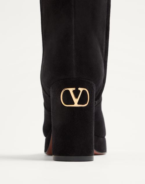 Valentino Garavani - Fawcette Platform Boot In Crust Leather 90mm - Black - Woman - Boots