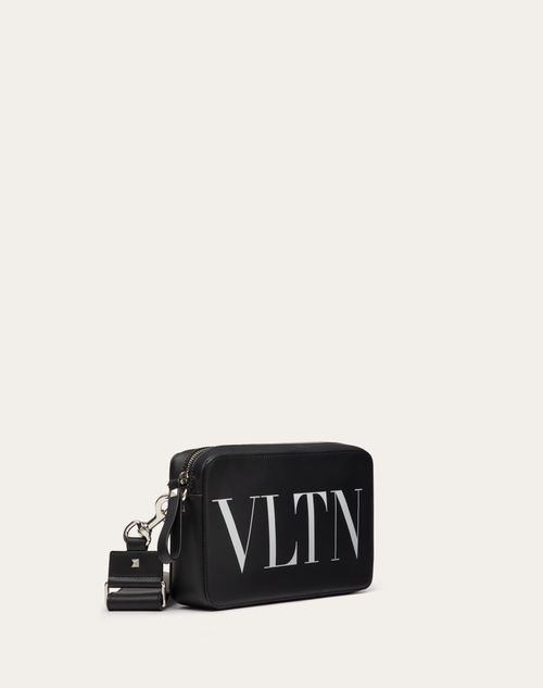 Black VLTN-print leather drawstring backpack
