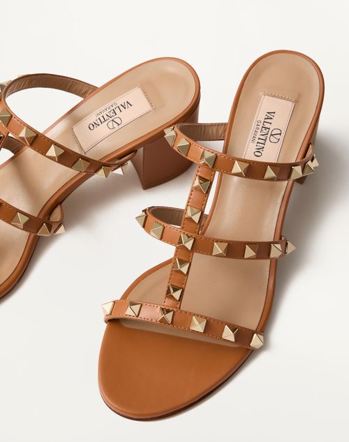 Rockstud Calfskin Leather Slide Sandal 60 Mm for Woman in Rockstud Calfskin Leather Slide Sandal 60 Mm for Woman in