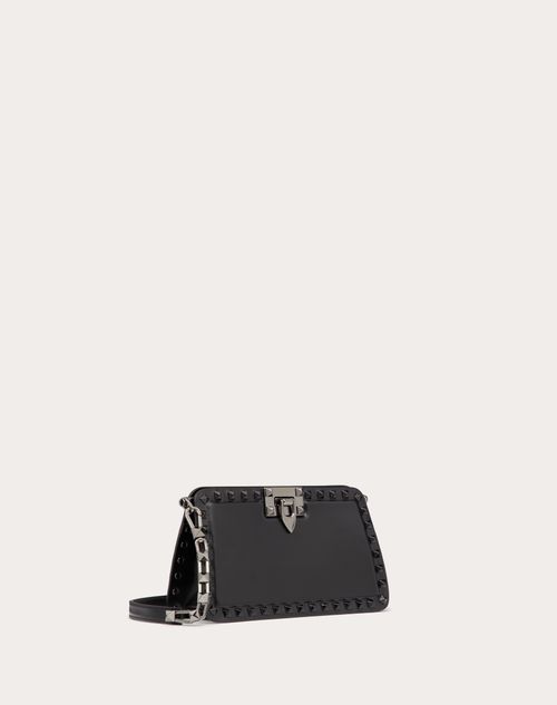 Valentino Garavani - Rockstud Calfskin Clutch - Black - Woman - Mini Bags