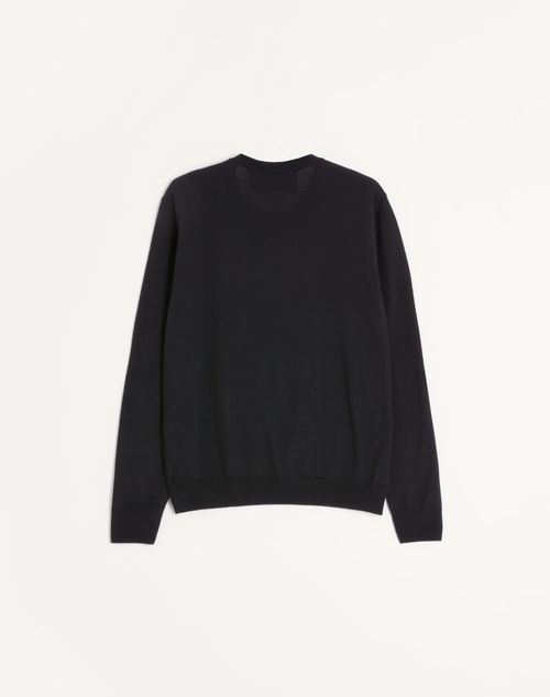 Valentino - Wool Sweater With Vg Embroidery - Black - Man - Knitwear