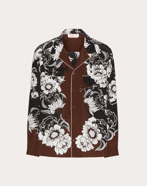 Valentino - Silk Pajama Shirt With Street Flowers Daisyland Print - Brown/multicolor - Man - Man Sale