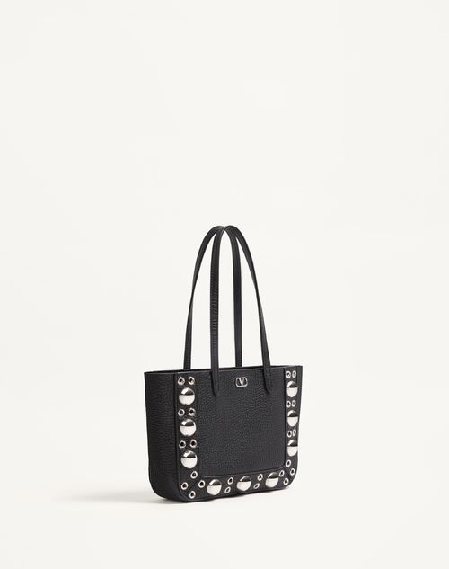 Valentino Garavani - Valentino Garavani Nellcôte Mini Shopping Bag In Grainy Calfskin - Black - Woman - Shelf - W Bags - Nellcote