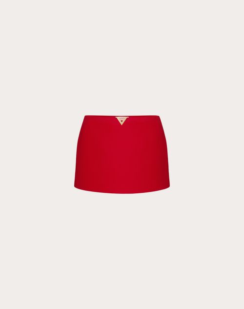 Valentino - Jupe En Texture Double Crepe - Rouge - Femme - Shelf - W Pap - Toile Rosso