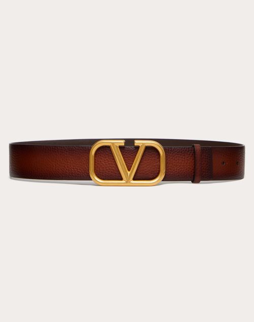 Valentino Garavani - Vlogo Signature Buffered Cowhide Belt 40 Mm - Light Cuir - Woman - Belts
