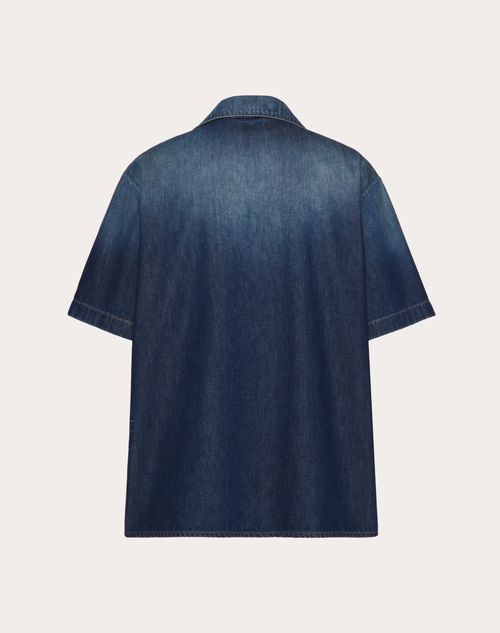 Valentino - Bowlinghemd Aus Denim Chambray - Denim - Mann - Denim