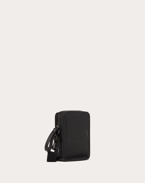 Valentino Garavani - Small Vltn Leather Crossbody Bag - Black - Man - Shoulder Bags