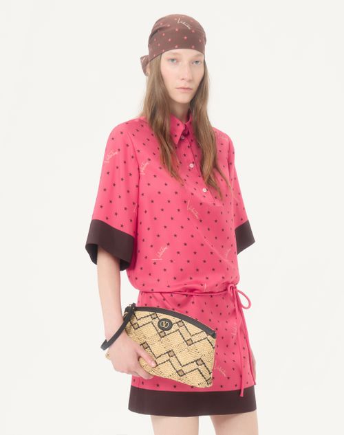 Valentino - Stelline Firma Starry Twill Shirt Dress - Coral/chocolate - Woman - Dresses