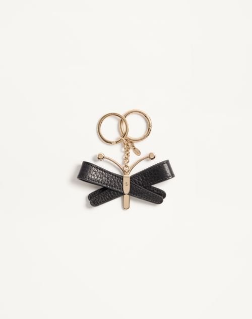 Valentino Garavani - Valentino Garavani Rockstud Bag Charm With Keychain In Grainy Calfskin And Swarovski® Crystals - Black/crystal - Woman - Bag Charms And Keyrings