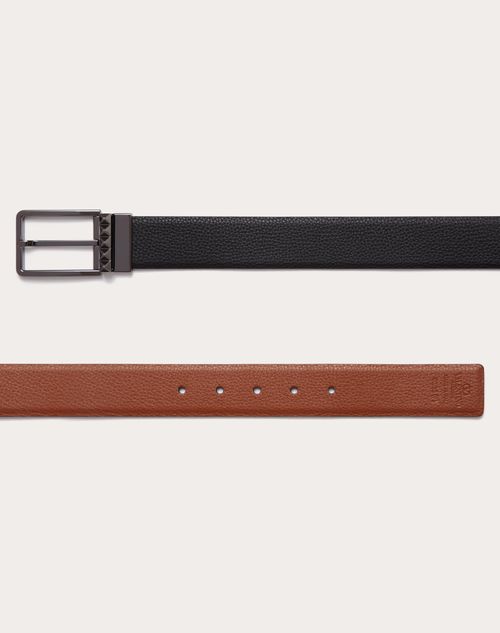 Rockstud Reversible Belt In Grainy Calfskin 35 Mm for Man in Black ...