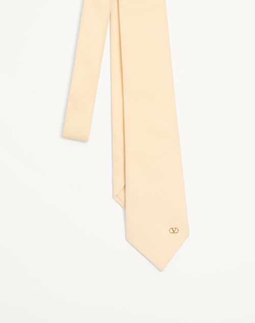 Valentino Garavani - Valentie Silk Tie With Vlogo Signature Detail - Butter/gold - Man - Ties