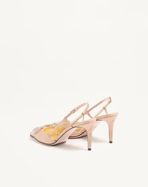 Valentino Garavani - Vlogo Signature Slingback Pumps In Moiré Fabric 80mm - Pink - Woman - Pumps