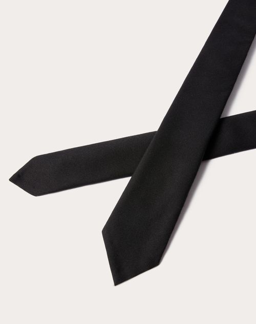 Valentino Garavani - Valentie Tie In Wool And Silk - Black - Man - Ties