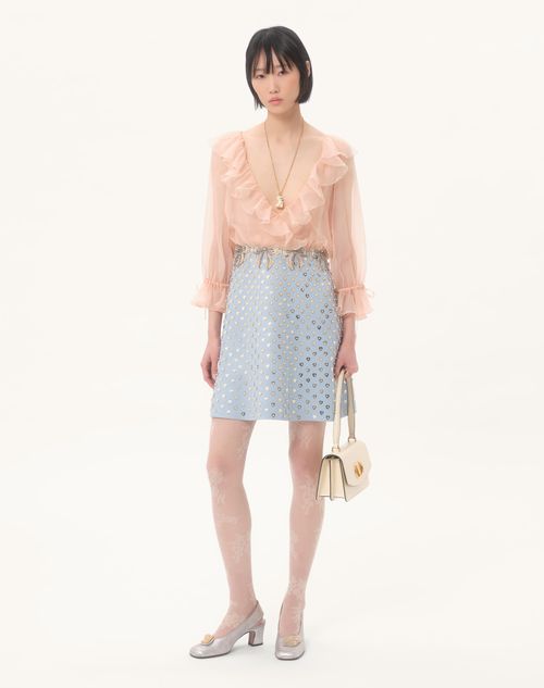 Valentino - Embroidered Crepe Couture Short Dress - Rose Mist/pastel Grey - Woman - Dresses