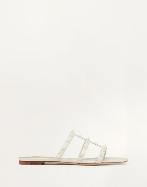 Valentino Garavani - Rockstud Slider Sandal In Calfskin With Tone-on-tone Studs - Ivory - Woman - Woman Sale