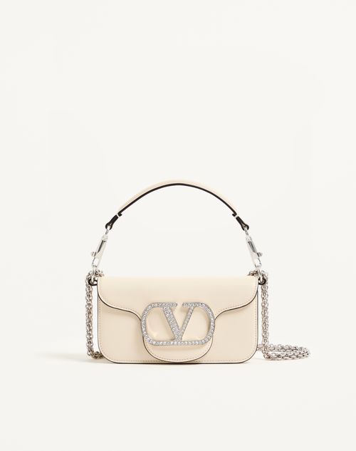 Valentino Garavani - Petit Sac Porté Épaule Valentino Garavani Locò Avec Logo Bijou - Ivoire - Femme - Sacs Porté Épaule