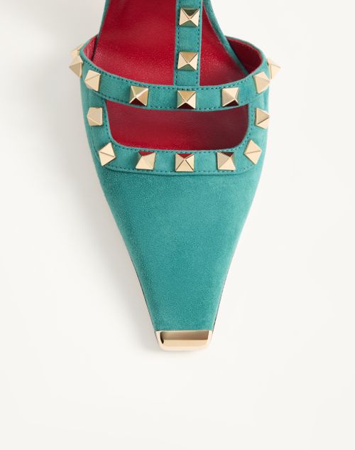 Valentino Garavani - Rockstud Wildlederpumps 100mm - Aquamarin - Frau - Pumps Und Slingbacks