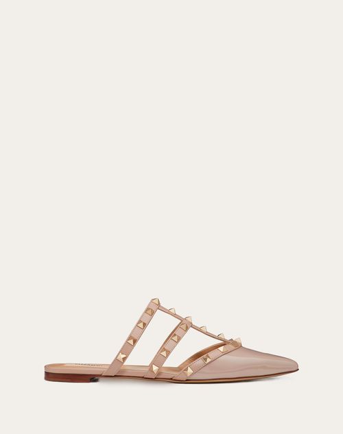 Rockstud Patent-leather Mule for Woman in Poudre