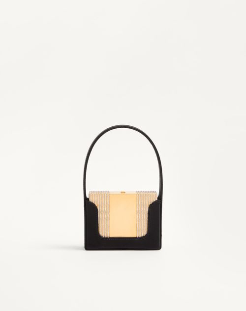 Valentino Garavani - Minaudière Valentino Garavani Minaumorphe En Métal Avec Cristaux Swarovski® Et Étui En Satin - Laiton Vieilli/noir - Femme - Pochettes