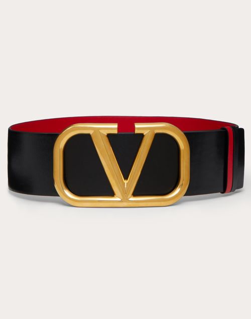 Reversible Vlogo Signature Belt In Glossy Calfskin 70 Mm for Woman in  Black/pure Red