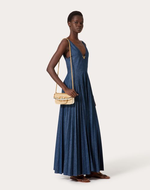 Valentino Garavani - Small Locò Raffia Shoulder Bag With Jewel Logo - Natural/coral/turquoise - Woman - Shoulder Bags