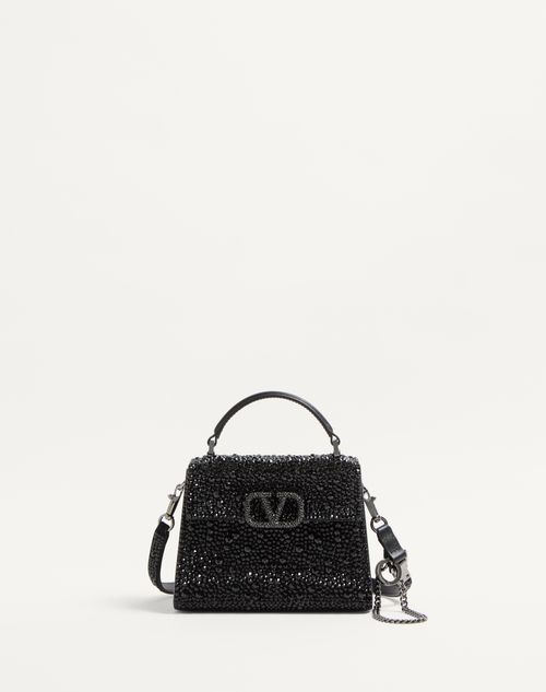 Mini Vsling Handbag With Sparkling Embroidery for Woman in Black Valentino TH