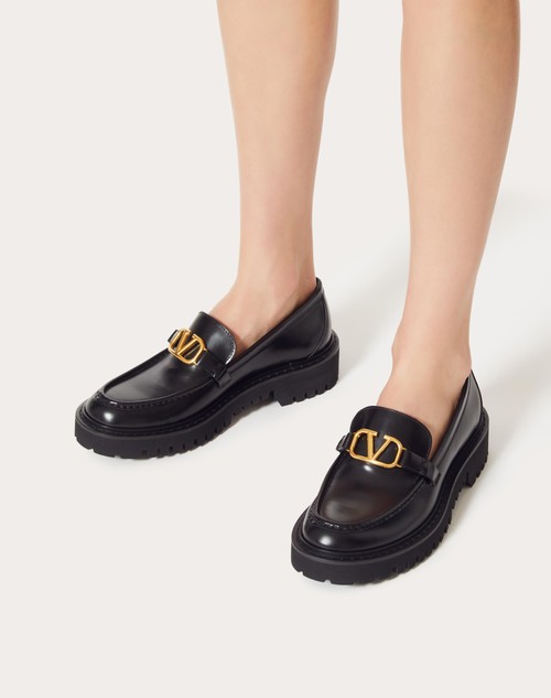 15mm Vlogo Brushed Leather Loafers