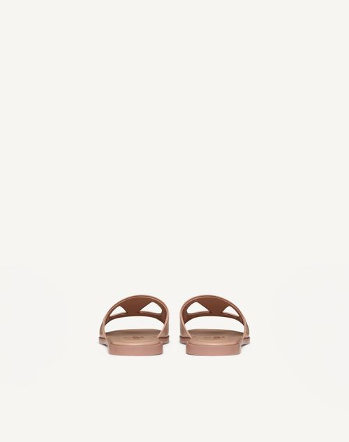 Valentino Garavani - Vlogo Cut-out Calfskin Slide Sandal - Rose Cannelle/antique Brass - Woman - Slides And Thongs