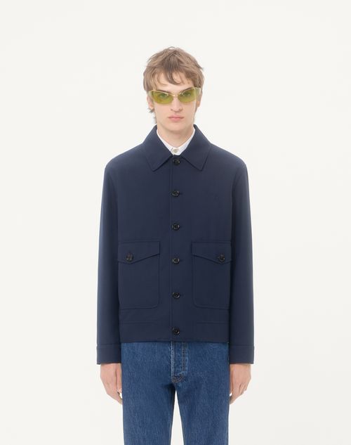 Valentino - 발렌티노 브이로고 시그니처 엠브로이더리 나일론 & 비스코스 드릴 재킷 - 네이비 - 남성 - 재킷 & 다운 재킷